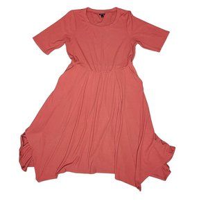Torrid orange red asymmetrical hem fit and flare tee sleeve dress size 1, 1x